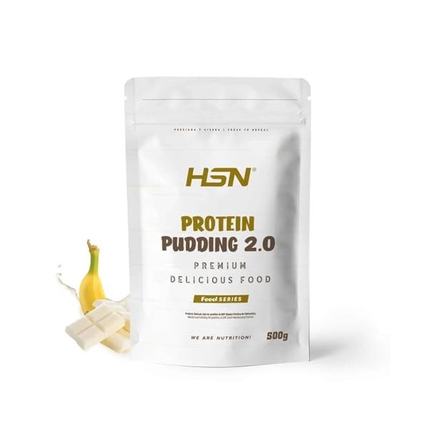 Pudding protéiné de HSN | Choco blanc-banane 500 g - 13 prises par boîte | Avec protéines de lactosérum | Très facile à prépa...