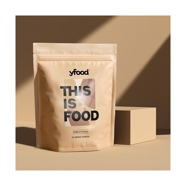 yfood Poudre Classic Choco, délicieux repas à boire à emporter en poudre, 25 g de protéines, 12 repas, 26 vitamines et minéra