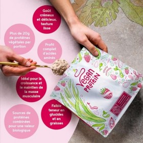 Vegan Proteine en Poudre [600g] | Yaourt Framboise | 24g Protein | Soja, Riz, Pois, Graines de Tournesol | Pre/Post Workout P...