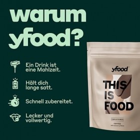 yfood Poudre Coffee, délicieux repas à boire à emporter en poudre, 25 g de protéines, 12 repas, 26 vitamines et minéraux, goû