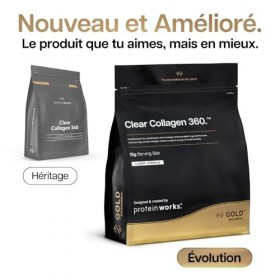 Protein Works | Clear Collagen 360 – GOLD Innovation, Poudre de Collagène, Peptides Type 1 & 3, Vitamine C, Zinc, Sélénium, S