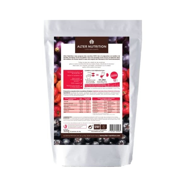 Protéines Mix Vegan Baie’nergie, Alter Nutrition, Mélange de 4 protéines végétales, Chanvre, Courge, Tournesol, Lin, associé ...