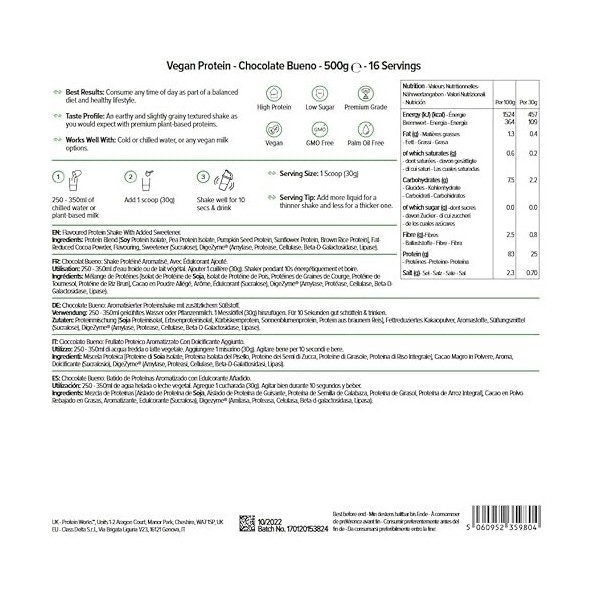 Protein Works - Poudre de protéine végétalienne, shake protéiné à base de plantes, mélange végétalien, 16 portions, chocolat