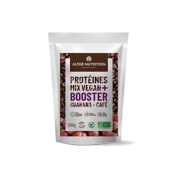 Protéines Mix Vegan Booster, Alter Nutrition, Mélange de 4 protéines végétales, Chanvre, Courge, Tournesol, Lin, associé à de...