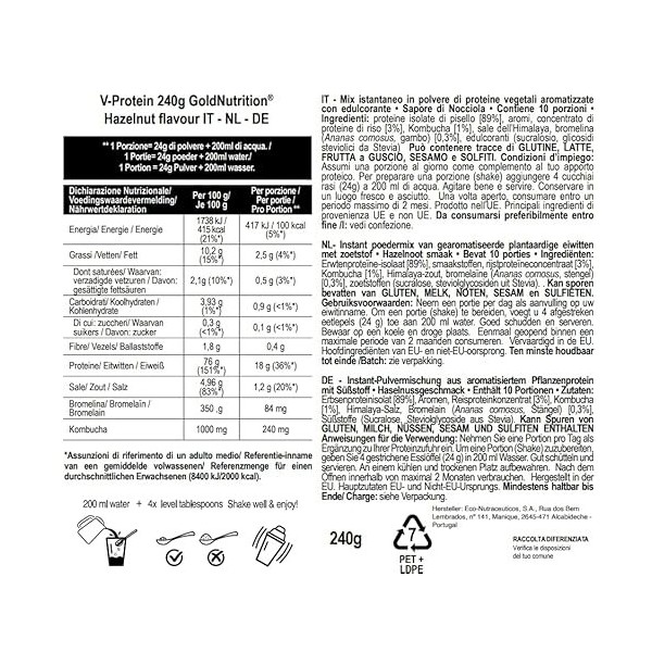 V-Protein - 240 g - Goût noisettes