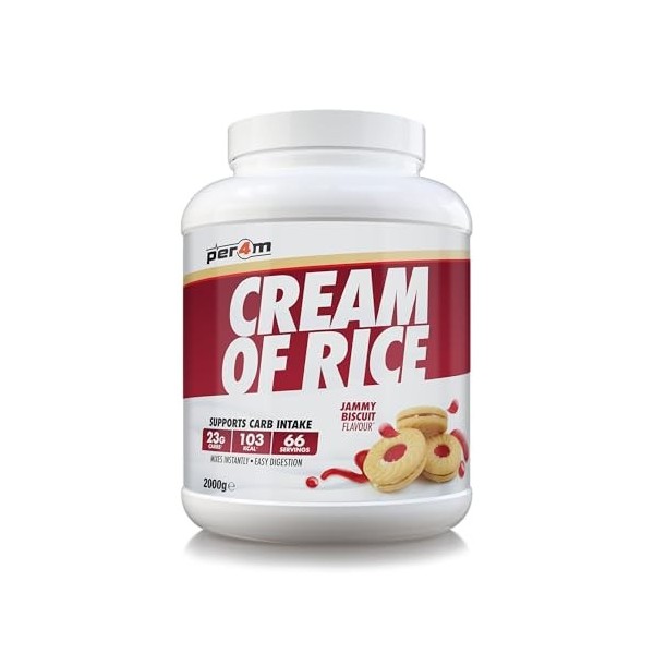 Per4m Crème de Riz Biscuit Confiture 2kg – Crème de riz goût biscuit à la confiture pour la récupération musculaire Mélange d...