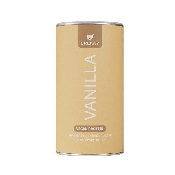 BREKKY – Vanilla Protein Shake – Vegan – Ingrédients 100 % naturels – Sans édulcorant – Parfait comme shake & pour les recett