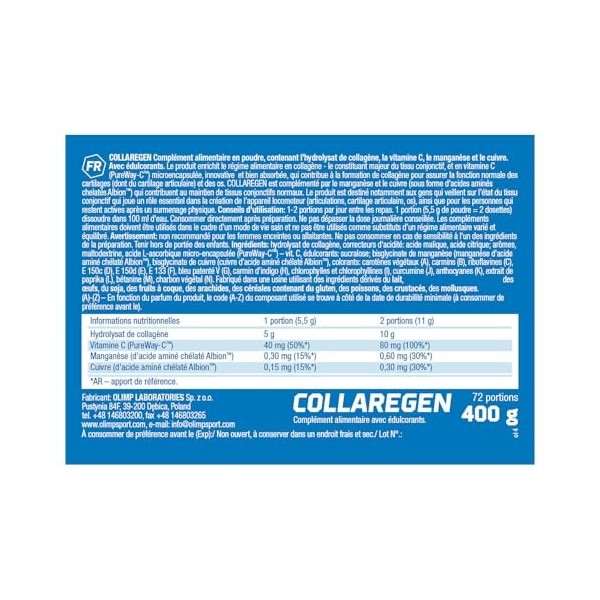 Olimp Sport Nutrition - Collaregen Arôme - Citron, Poids - 400g
