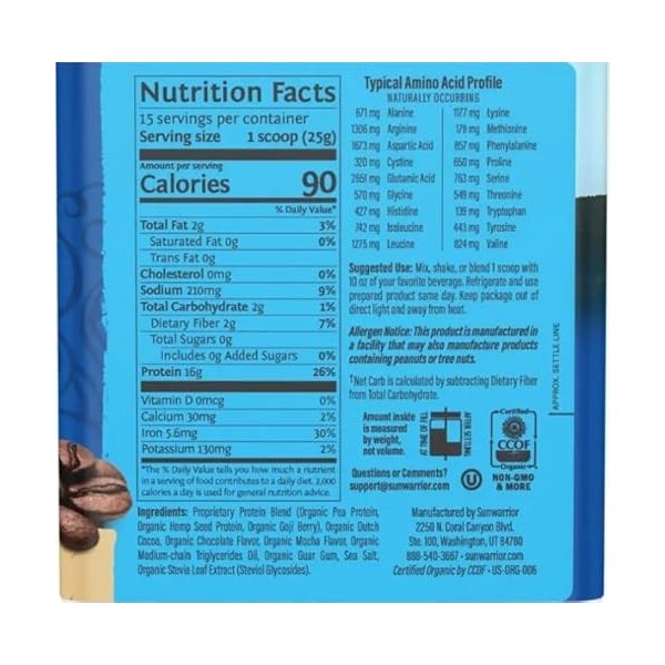 Mélange de protéines Warrior Warrior à base de plantes, moka 375 g