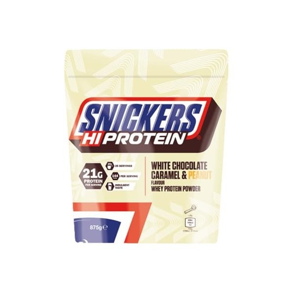 Snickers White Protein Powder 875g White Chocolate, Caramel & Peanut Flavour