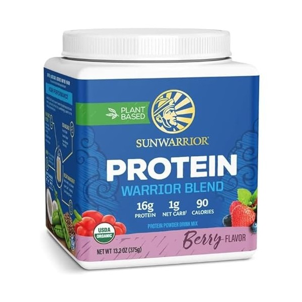 Mélange de protéines Sun Warrior végétalien à base de plantes, baies, 375 g