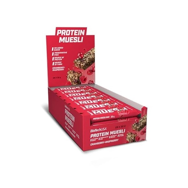 BioTechUSA BioTechUSA Protein Muesli, Barre de céréale ayant une teneur élevée en protéines, avec des vitamines, des minéraux