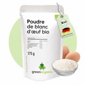 Poudre de blanc d’œuf bio, 175 g – protéine pure issue d’œufs bio, sans sucre, pour la cuisine & la pâtisserie | GreenOrganic...