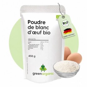 Poudre de blanc d’œuf bio, 175 g – protéine pure issue d’œufs bio, sans sucre, pour la cuisine & la pâtisserie | GreenOrganic...