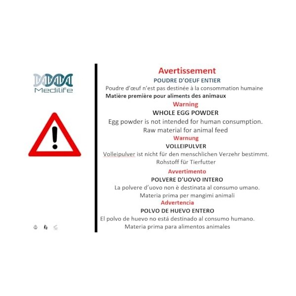 5 KG de Poudre d’œuf Entier pour Alimentation Animale - Teneur en protéines Accrue 65%