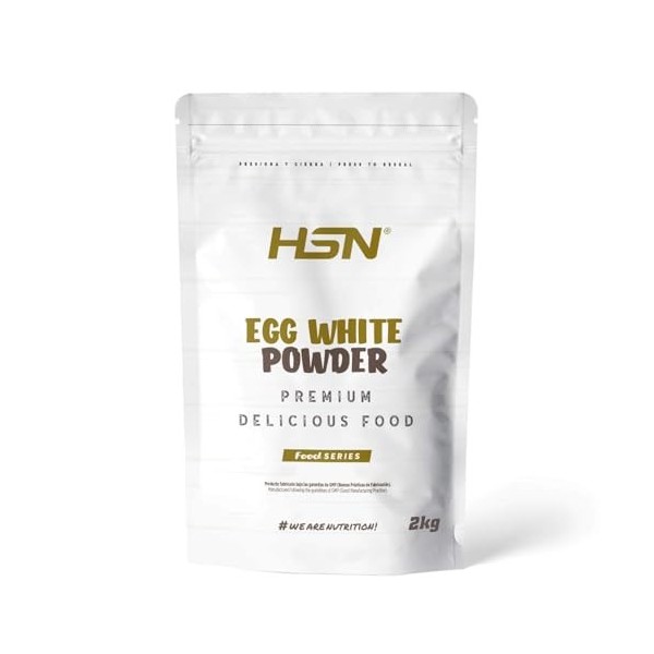 Clara de Huevo en Polvo de HSN Foods, 100% Proteína Natural sin Grasas, sin Colesterol, Sin Gluten, Sin Lactosa, Sin Sabor, 2