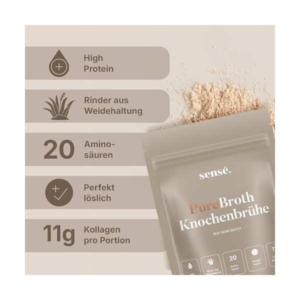 Poudre de bouillon dos de bœuf de pâture, dAllemagne, bioactif, 150g – Collagène de type 1, 2 et 3 | Soutient les articulat P...