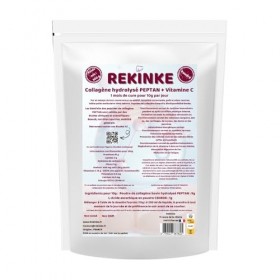 Pure poudre de collagène bovin hydrolysé Type 1 PEPTAN + vitamine C 300g REKINKE Riche en Acides Aminés et Glycine