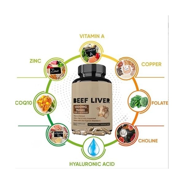 Foie de bœuf séché nourri à lherbe - Fer naturel et vitamines - Soutient la santé globale - Faites lexpérience dune force 