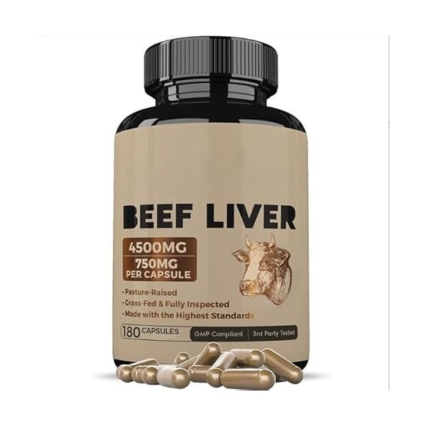 Foie de bœuf séché nourri à lherbe - Fer naturel et vitamines - Soutient la santé globale - Force athlétique - Nutrition nat