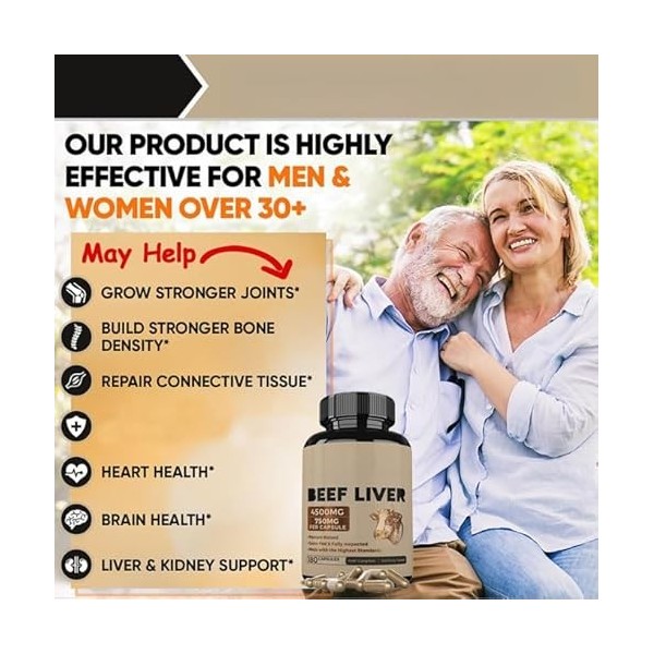 Foie de bœuf séché nourri à lherbe - Fer naturel et vitamines - Soutient la santé globale - Force athlétique - Nutrition nat