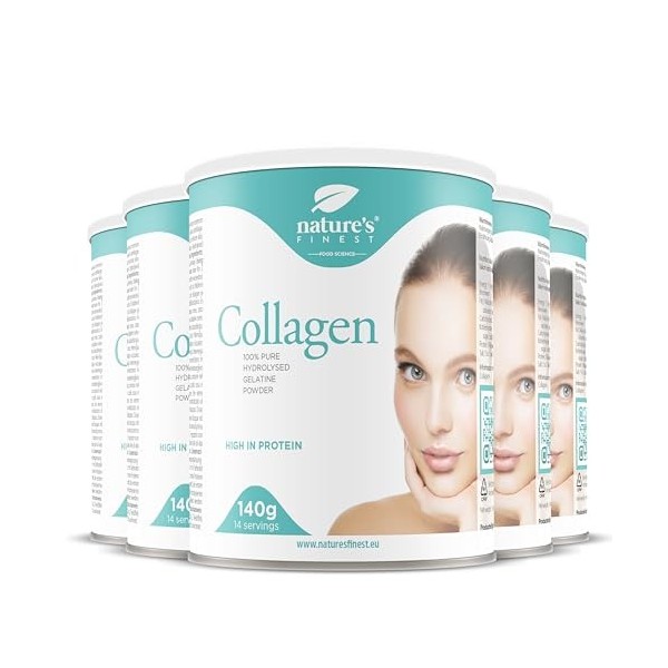 Natures Finest by Nutrisslim Collagène en Poudre Hydrolysé 100% Naturel, Collagène Bovin Pur Sans Additifs, Optimise lAbsor