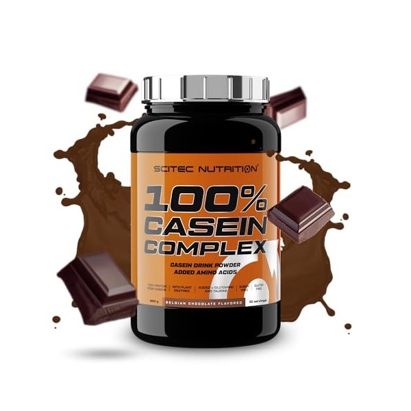 Scitec Nutrition 100% Casein Complex - Complexe de caséine à base de caséine micellaire - avec L-Glutamine, Taurine et Enzyme