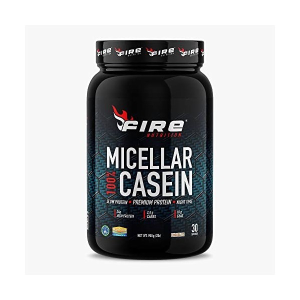 Fire Nutrition 100 % caséine micellaire 2 lb 908 g chocolat, alimentation feu, protéines assimilées lentement, anticatabole