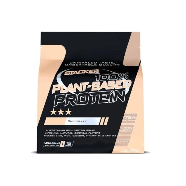 Stacker2 Europe 100% Plant Based Protein, Chocolate - 454g Protéines de caséine