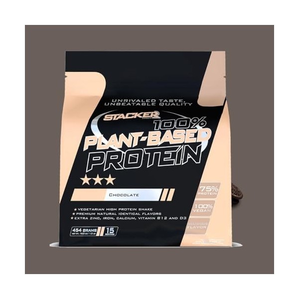 Stacker2 Europe 100% Plant Based Protein, Chocolate - 454g Protéines de caséine