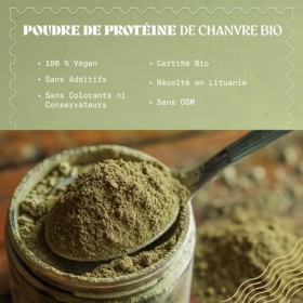 NaturaleBio Protéine de Chanvre en Poudre 500 g - Proteine en Poudre pour Personnes Actives - Idéal pour Régimes Sans Gluten,...