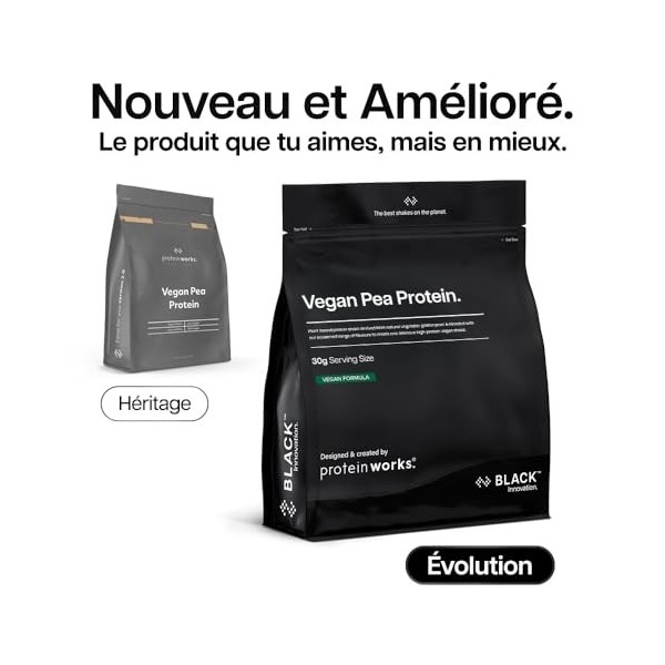 Protein Works | Vegan Pea Protein – BLACK Innovation, Nature, Protéines Vegan Premium, Isolat Protéine Pois, 24 g Protéines/P...