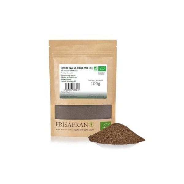 FRISAFRAN | Poudre de protéine de chanvre Bio 500g | Protéine Végétale | brute | Chanvre moulu | Superaliment | Oméga 3 | 100...