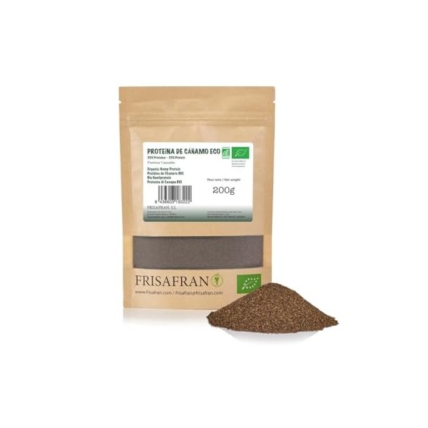 FRISAFRAN | Poudre de protéine de chanvre Bio 500g | Protéine Végétale | brute | Chanvre moulu | Superaliment | Oméga 3 | 100...