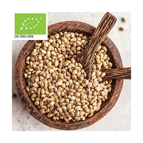 Graines de chanvre bio non épluchées et non torréfiées de France - 2 kg - Graines de chanvre - Végétalées, faible teneur en g