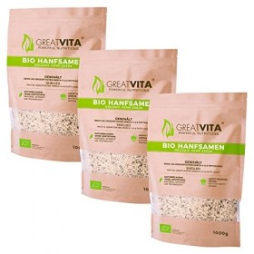 MeaVita Paquet de 3 Graines de Chanvre Biologique Pelées 1 kg