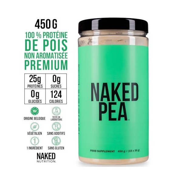 NAKED Pea – Isolat de protéine de pois – Protéine végétale, végétarienne et végane. Facile à digérer, sans OGM, sans lactose,