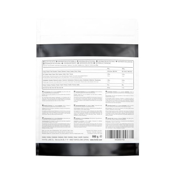 Protéine Végétalienne 990 g pour 1 mois de traitement. 24 g de Protéines Naturelles par jour. À base dIsolat de Pois et de C