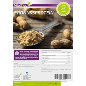 Vita2You Protéines darachide 500 g - 51 % de protéines - Protéines végétaliennes - Sauce darachide - Sans gluten - Qualité 