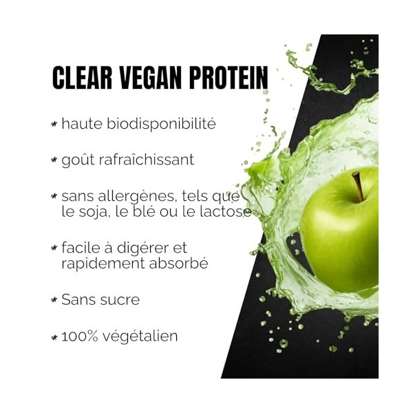 Clear Vegan Protein POMME VERTE 750gr - shake incroyablement délicieux & rafraîchissant - Clear Whey Protein Alternative avec