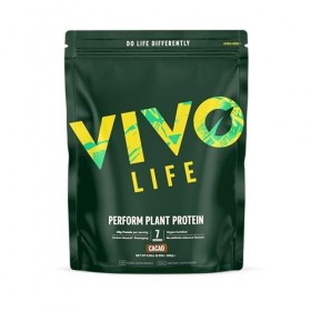 Vivo Life Perform Poudre de protéines végétaliennes – Cacao cru, végétalien, 7 portions – 266 g, mélange de pois et de chanvr