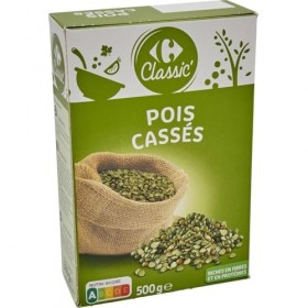 CARREFOUR EXTRA – Pois Cassés Riches en Protéines, Texture Fondante Idéale Soupe Boîte 500g - Le Lot De 4