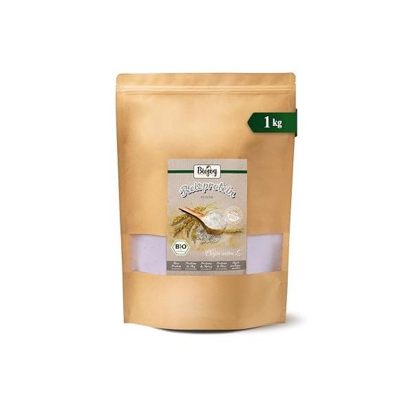 Biojoy Protéine de riz en poudre BIO 1 kg , 85% de protéines, sans additifs Oryza sativa L. Protéines de riz
