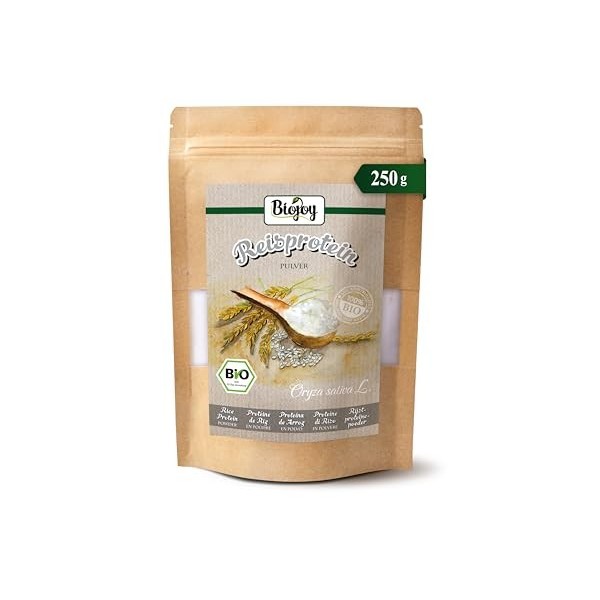 Biojoy Protéine de riz en poudre BIO 1 kg , 85% de protéines, sans additifs Oryza sativa L. Protéines de riz