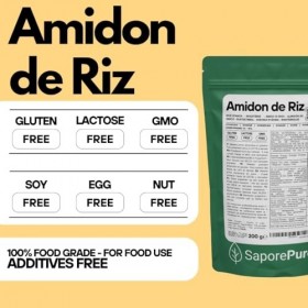 SaporePuro Amidon de Riz Naturel 200 g – 100% Italien, Sans Gluten, Idéal pour la Cosmétique Naturelle, les Desserts et les S