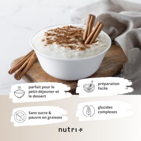 Nutri + Rice Pudding Powder 1 kg sans Sucre + Édulcorants neutres - Pouding instantané au Riz 1000 g naturel - pauvre en Grai
