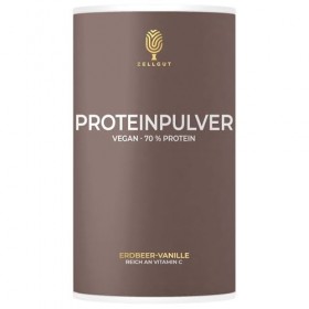 Poudre de protéines - Fraise vanille - 70 % de protéines - 3 sources de protéines végétales - Contient des bactéries intestin