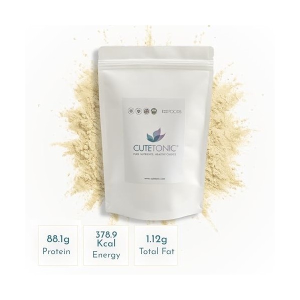 Cutetonic® Poudre de protéine de riz 100% pure en poudre de source biologique 500g Protéines de riz