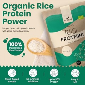 FOODIN Poudre de protéines de riz 650g, à base de riz germé, sans gluten et poudre de protéines végétaliennes sans édulcorant