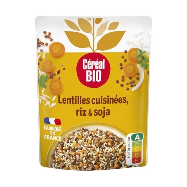 CEREAL BIO – Mélange Protéiné de Lentilles, Riz & Soja Bio, Texture Fondante et Nutritive 250g - Le Lot De 4 Protéines de riz